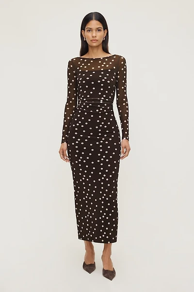 Robe maxi en maille à pois