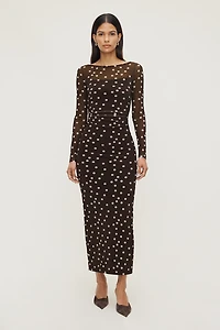 Robe maxi en maille à pois