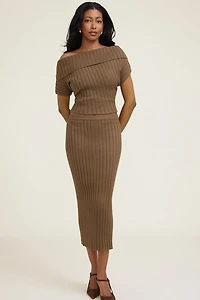 Jupe maxi côtelée moulante