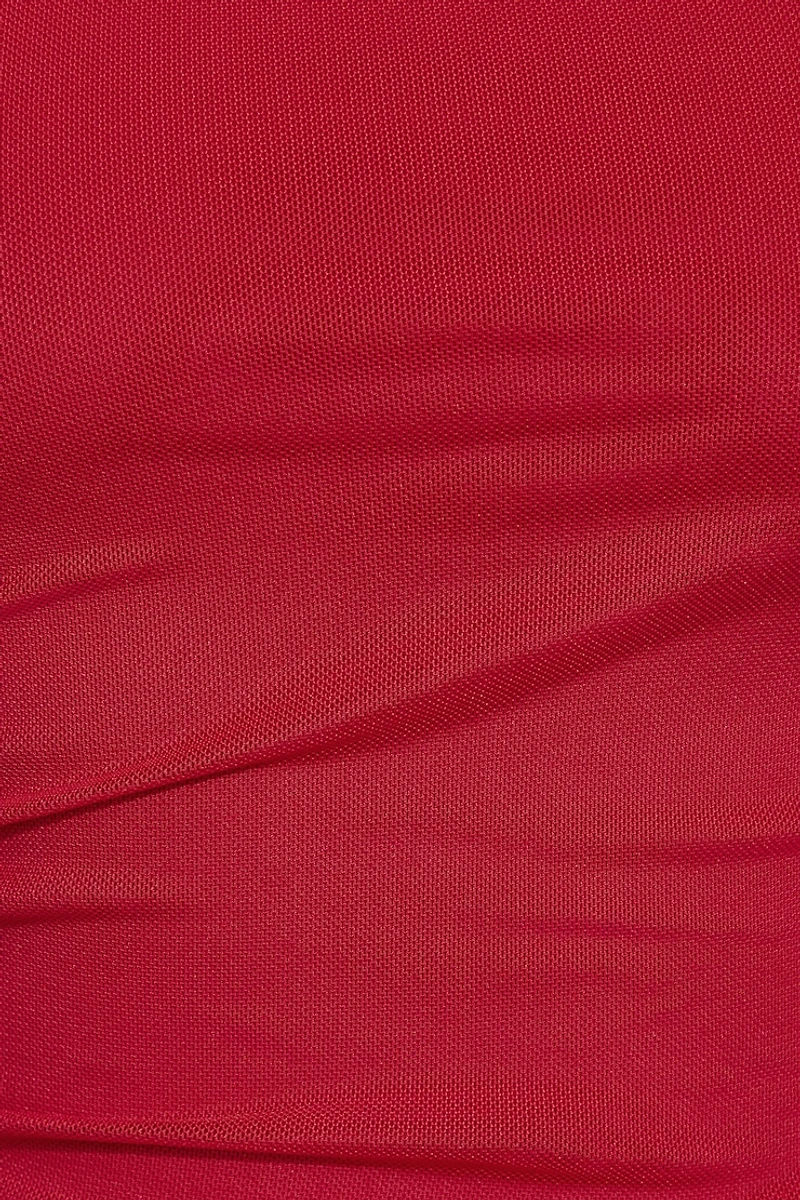 Mesh Ruched Tube Top