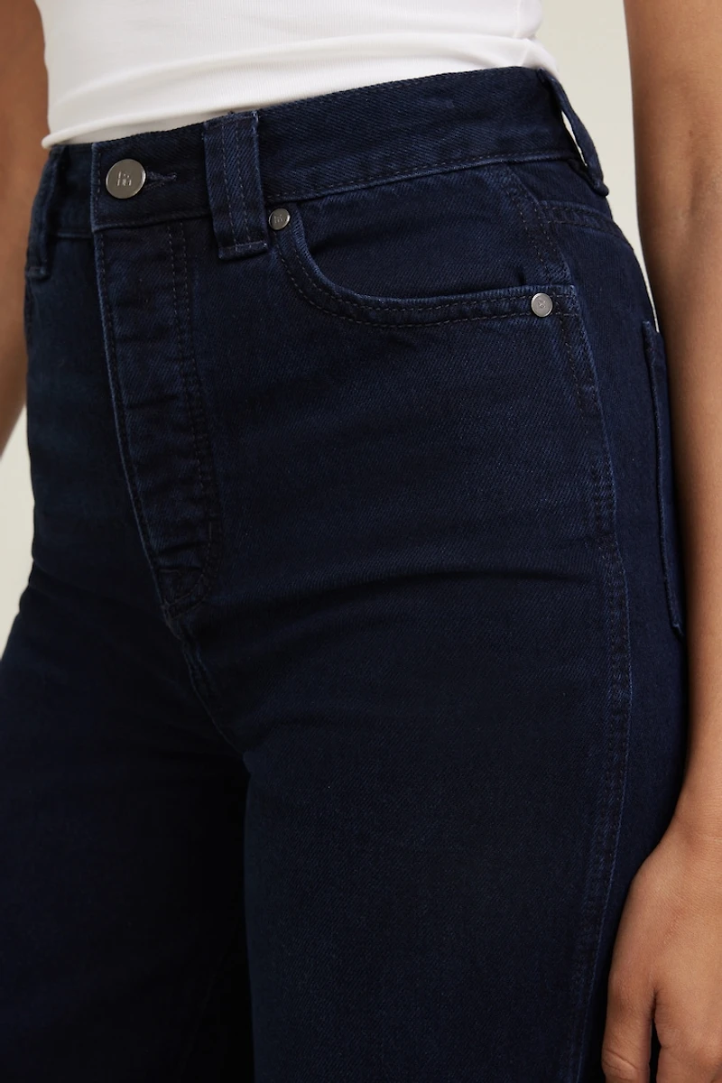 Jean à taille ultra-haute et jambe large colonne Lennon