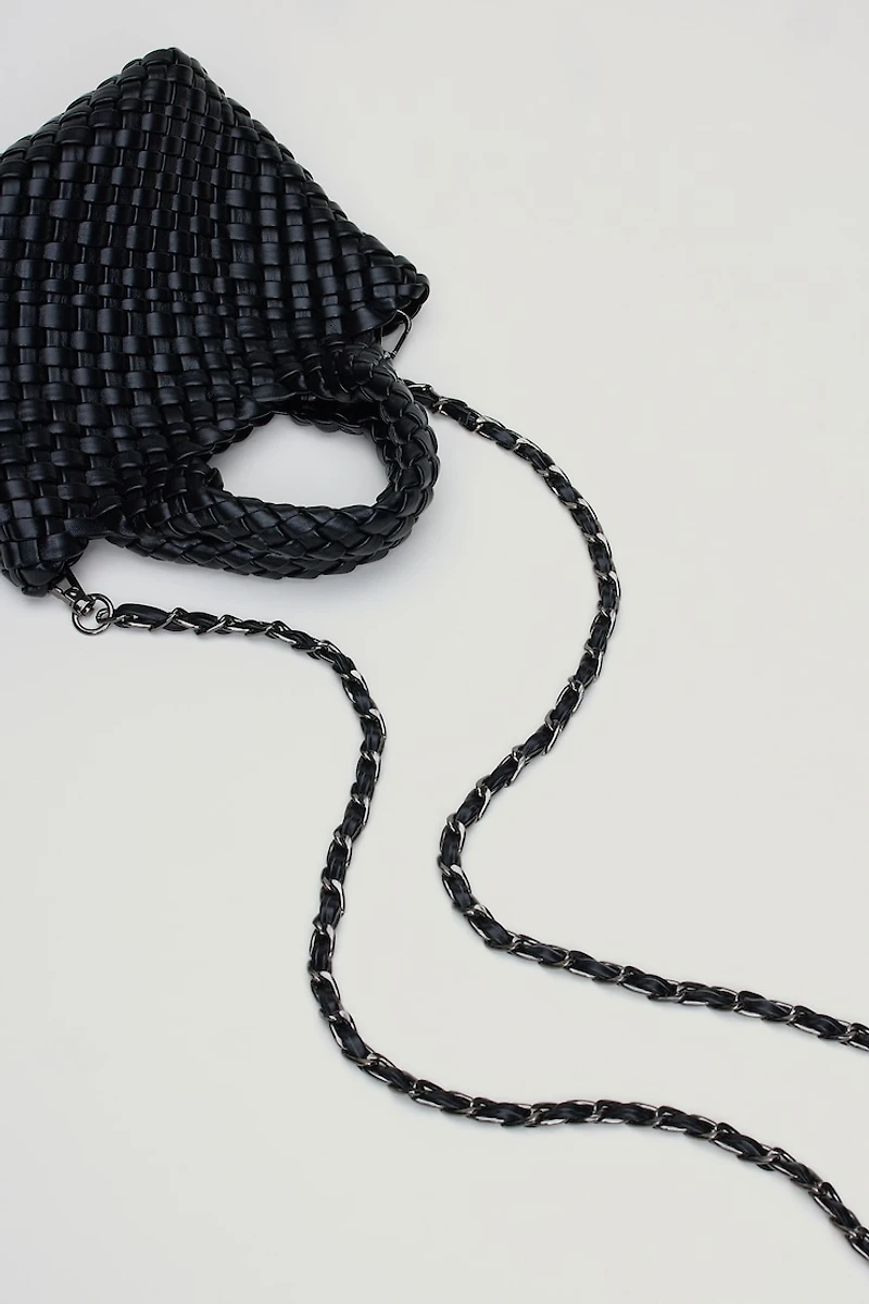 Mini Woven Faux Leather Tote