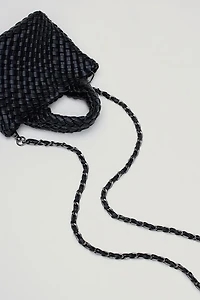 Mini Woven Faux Leather Tote