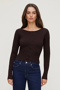 Sara Ribbed Cinch Hem Cardigan