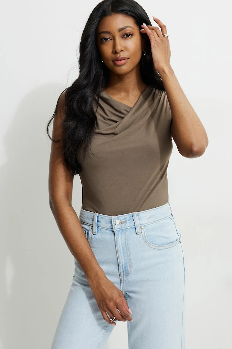 Draped Jersey Tank Top