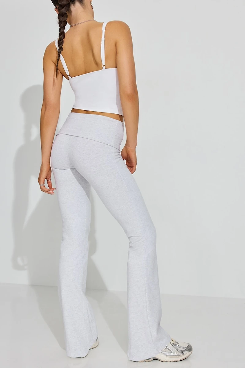 Soft Cotton Fold Over Flare Pants