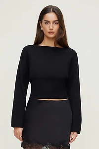 Cinched Boat Neck Sweater