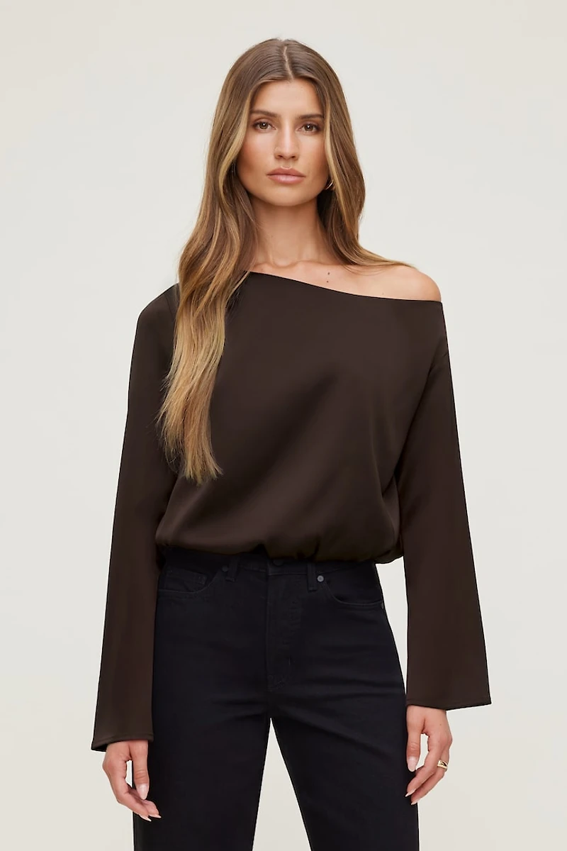 Off Shoulder Satin Blouse