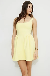 Flared Scoop Neck Ponte Mini Dress