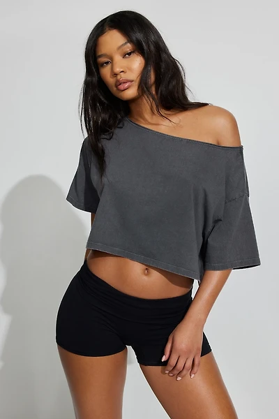 Off Shoulder Cropped T-Shirt