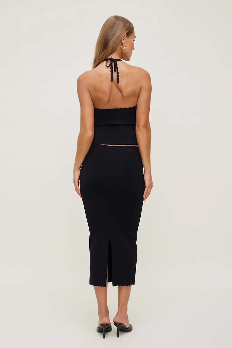 Scallop Trim Sweater Halter Top