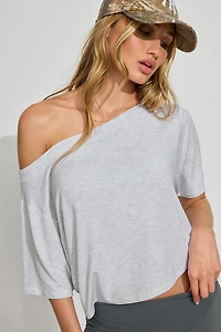 Wide Boat Neck Banded Tee