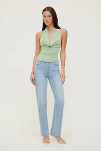 Cowl Neck Mesh Halter Top