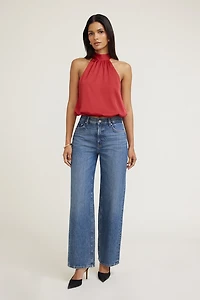 Paloma Bubble Satin Halter Blouse