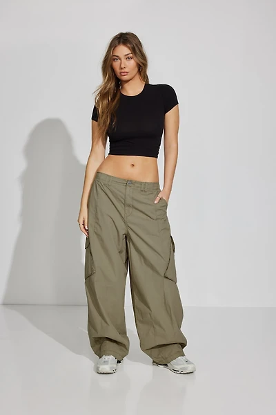 Low Rise Baggy Poplin Cargo Pants