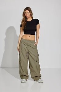 Low Rise Baggy Poplin Cargo Pants