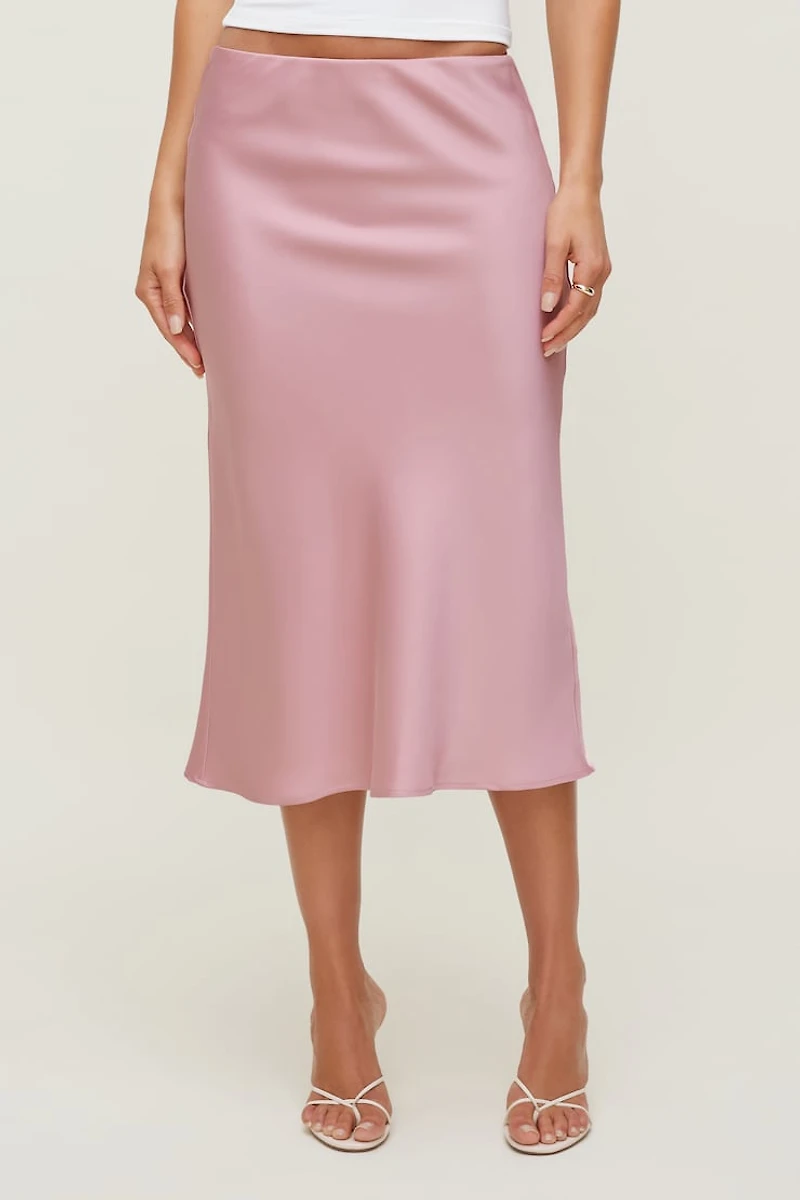Delila Satin Midi Skirt