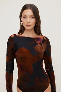 Justaucorps à dos châle et effet usé