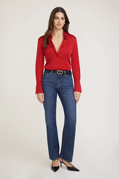 Eva Cinched Satin Shirt