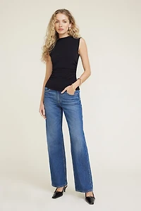 Shirred Mini Mock Cotton Spandex Top