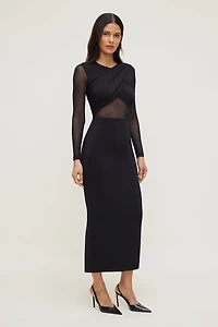 Sculpt Twisted Long Sleeve Maxi Dress