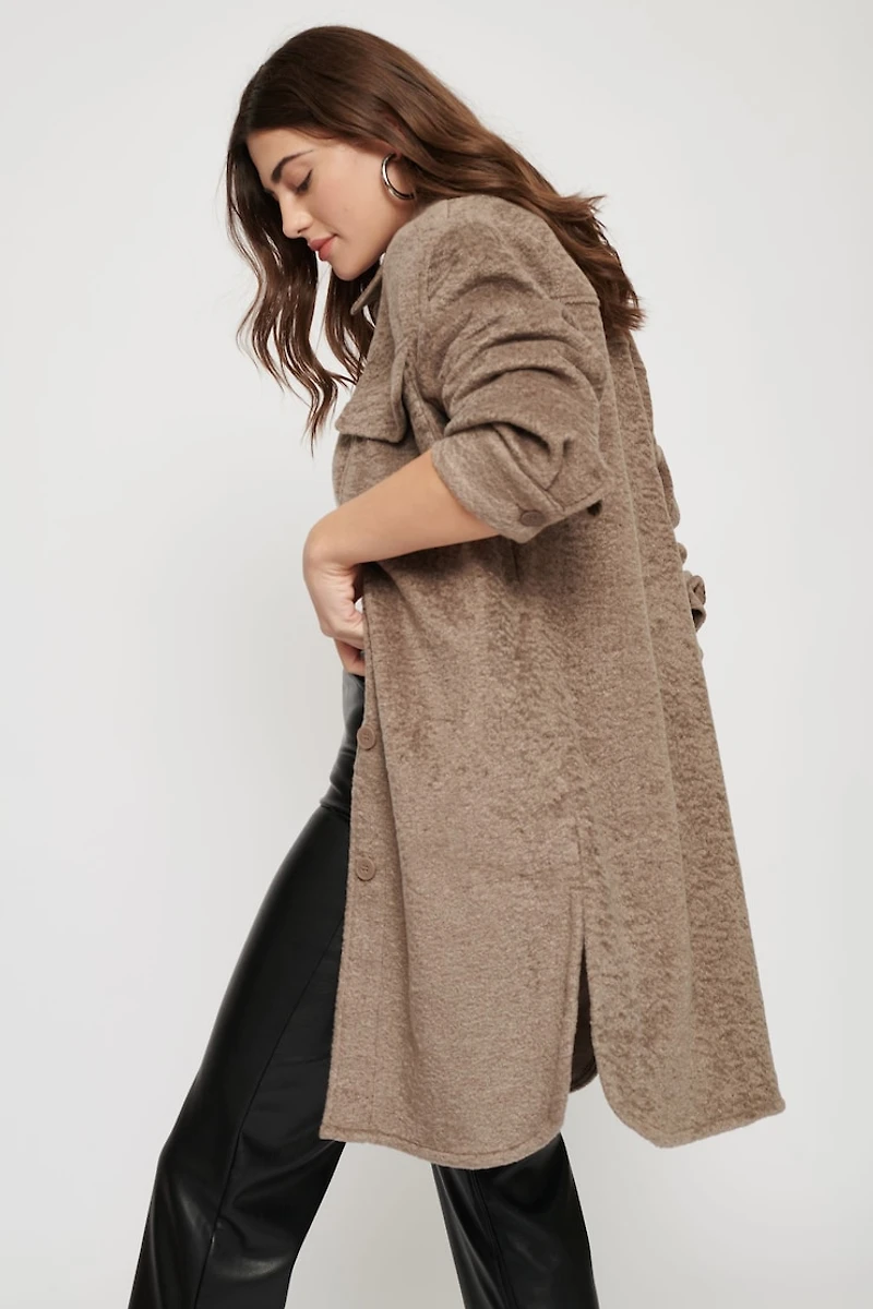 Longue veste-chemise Dallas en sherpa