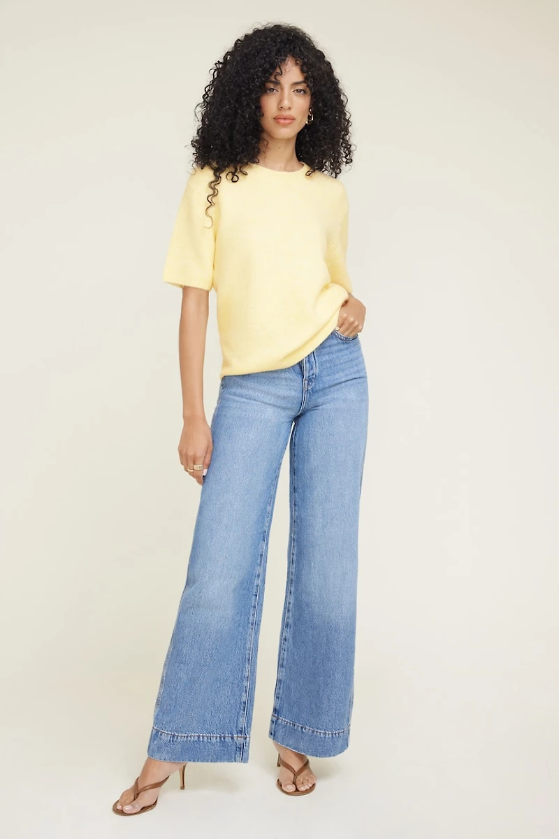 Chandail à coupe carrée et manches courtes Aura