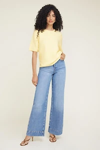 Chandail à coupe carrée et manches courtes Aura