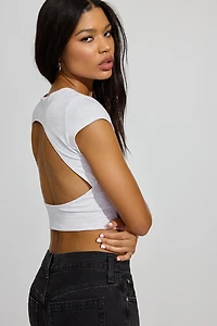 Open Back Cap Sleeve T Shirt