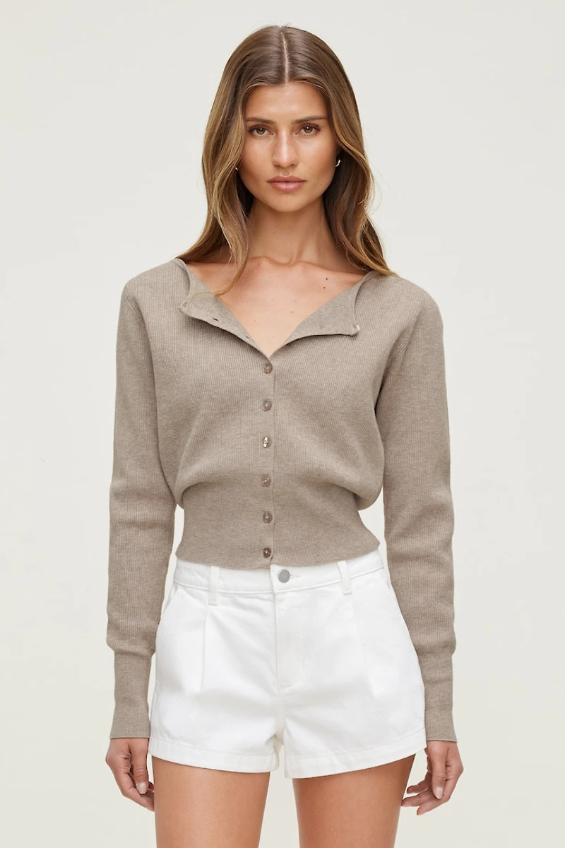 Cardigan côtelé à ourlet cintré Sara