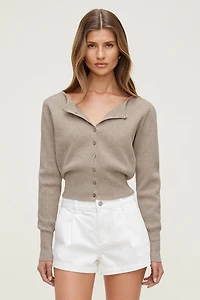 Cardigan côtelé à ourlet cintré Sara