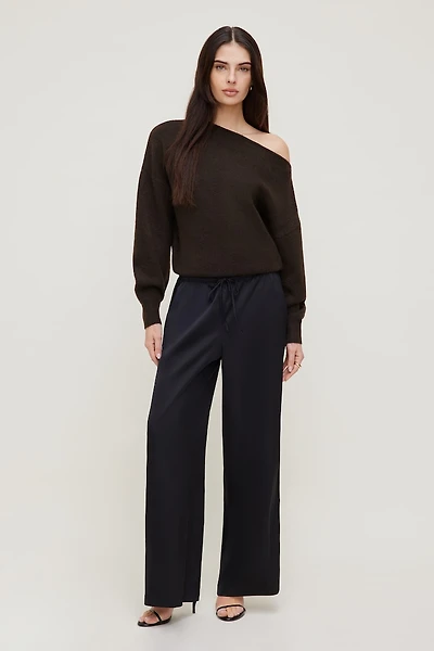 Pantalon en satin à jambe large Leo