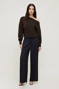 Pantalon en satin à jambe large Leo