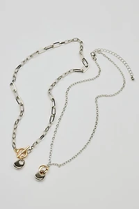 Set of 2 Mini Hammered Oval Necklaces