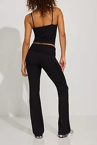 Fold Over Flare Knit Pants