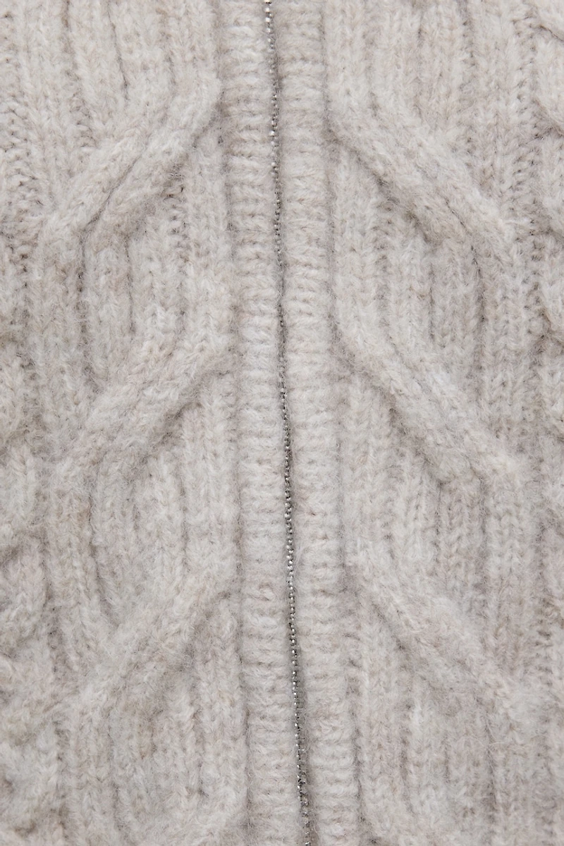 Cable Knit Zip Up Sweater