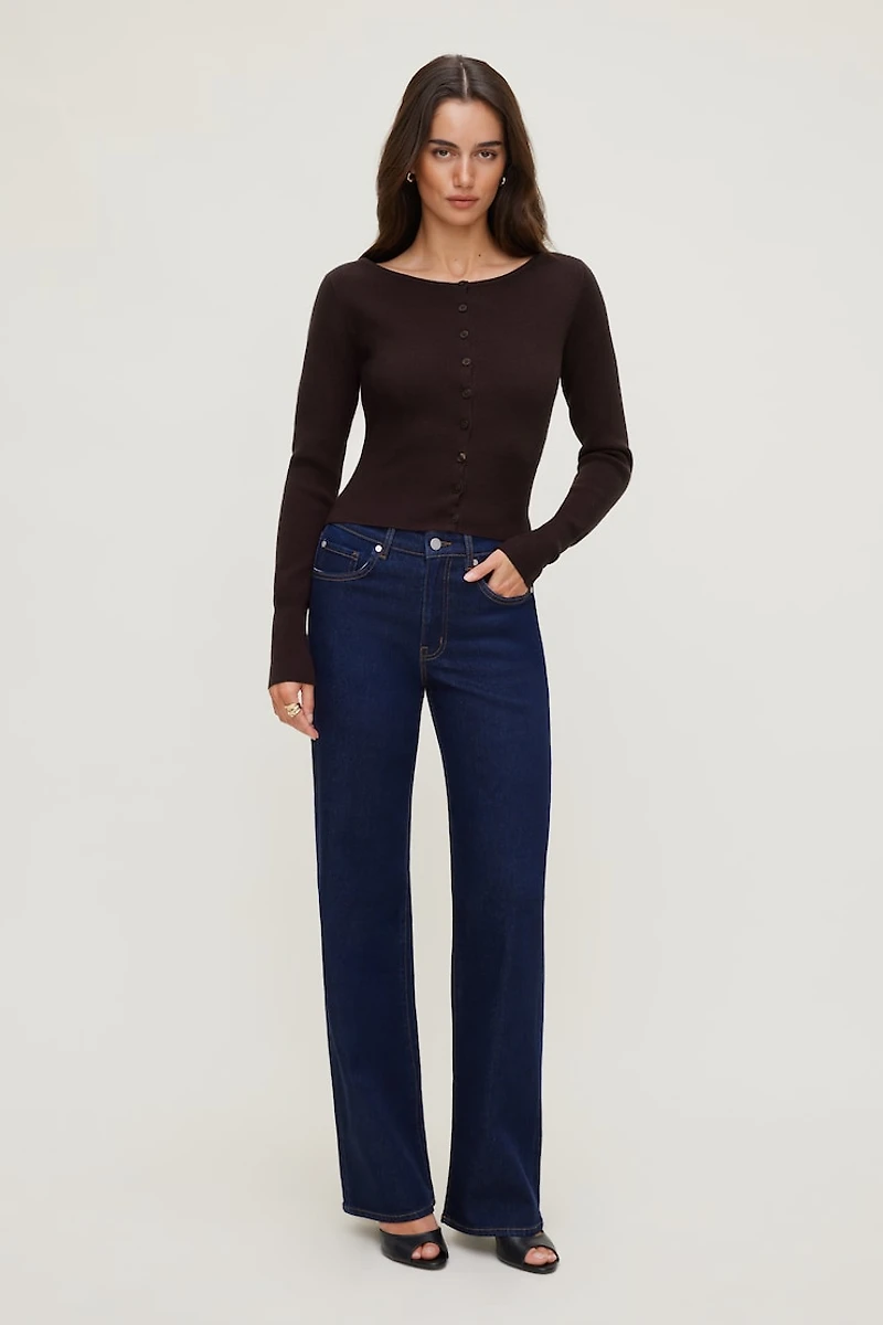 Sara Ribbed Cinch Hem Cardigan