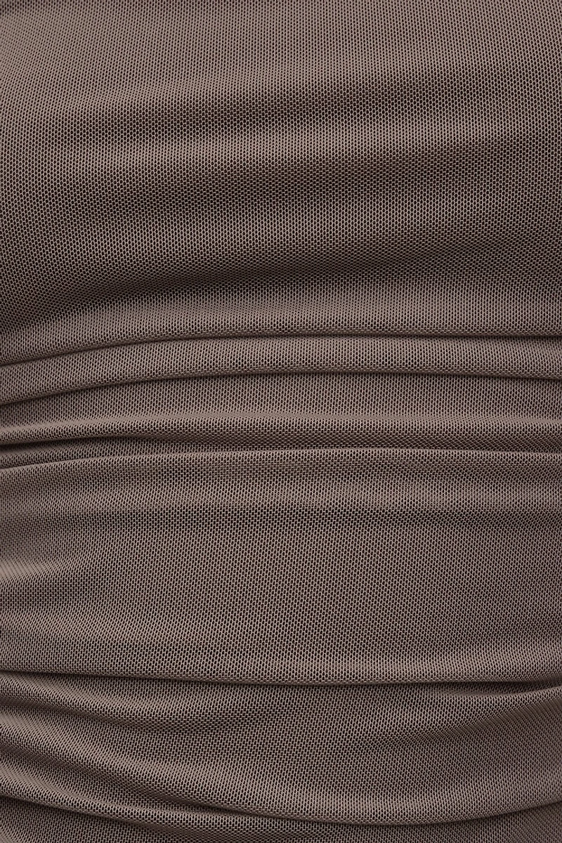 Ruched Boat Neck Mesh Tank Top