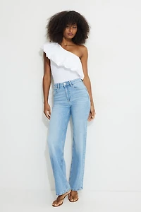 Single Shoulder Puff Sleeve Bodysuit