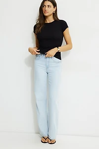 Olive Ribbed Crewneck T Shirt