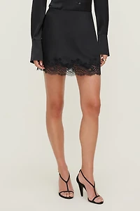 Minijupe en satin et dentelle Alli