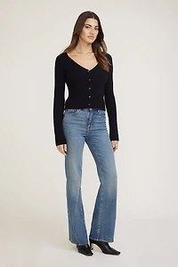 Cardigan côtelé à col en V Mila