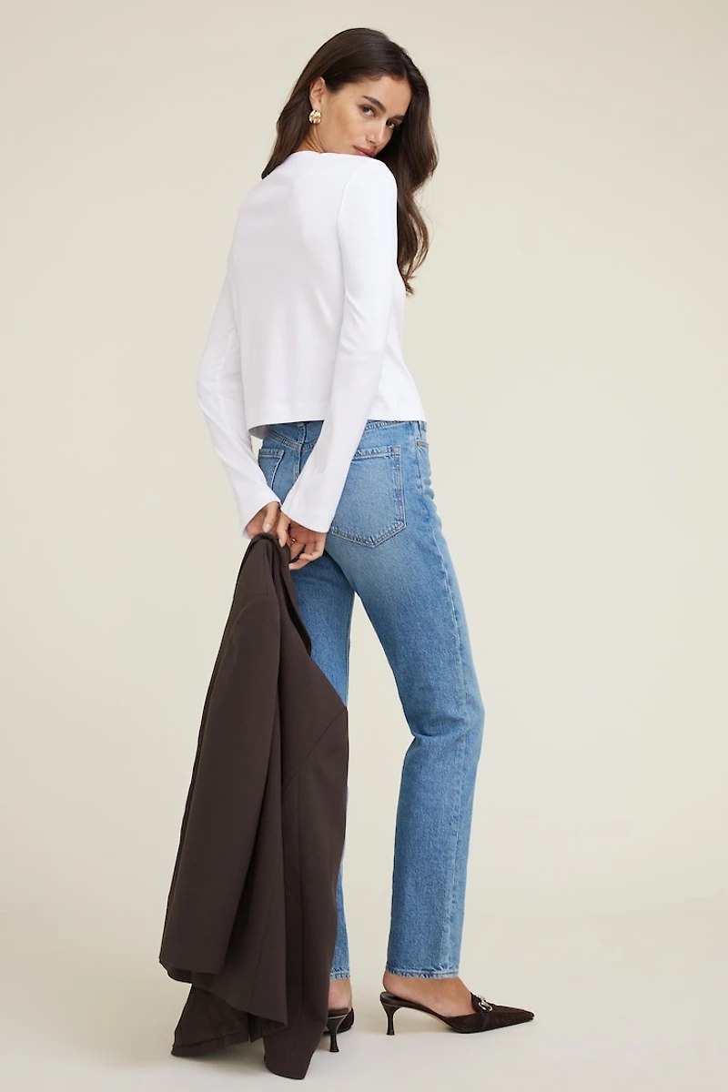 Boxy Cotton Long Sleeve T Shirt