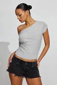 Ultra Low Rise Relaxed Denim Shorts