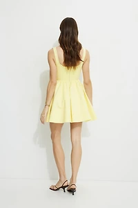 Flared Scoop Neck Ponte Mini Dress