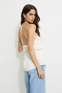 Tie Waist Satin Halter Top