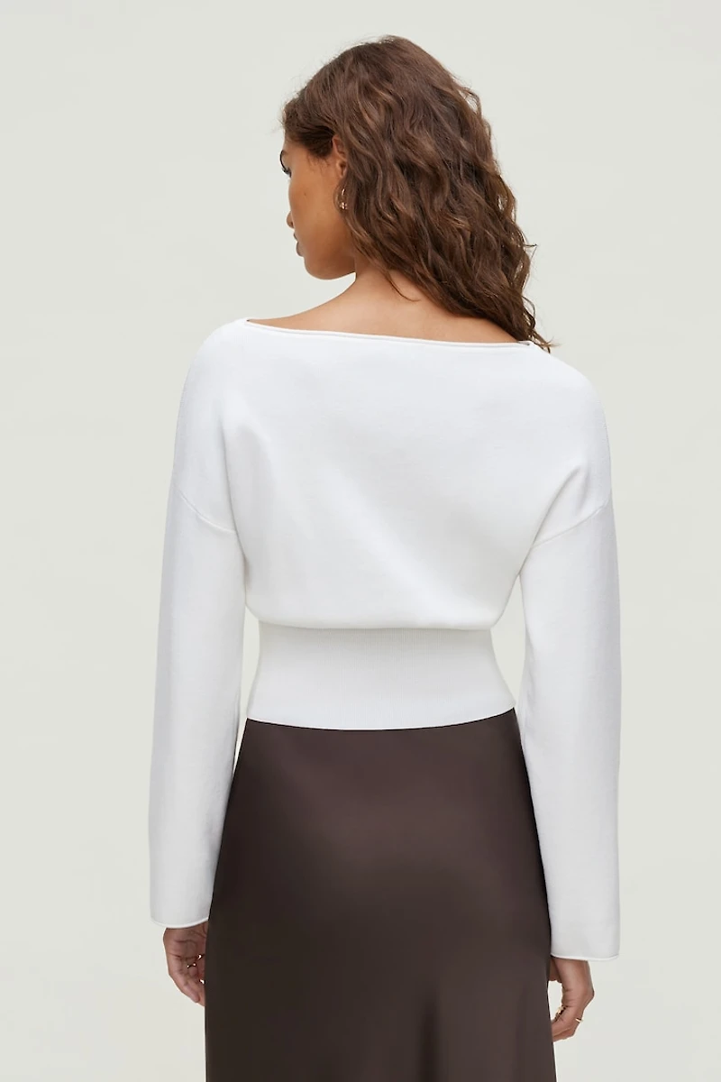 Cinched Boat Neck Sweater