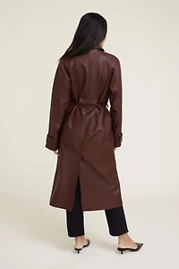 Faux Leather Mac Coat