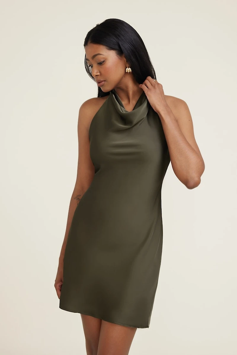 Halter Satin Mini Dress