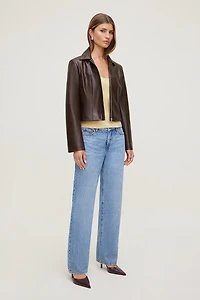 Charlotte Zip Faux Leather Blazer